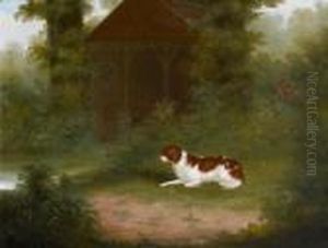 The Springer Spaniel 'dash' Before A Gazebo by Charles Hamilton Smith