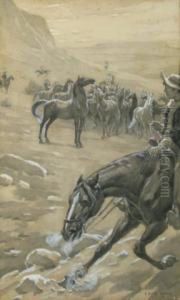 Cowboys Herding Mustangs, 
Some Acid Staining by Elmer Boyd Smith