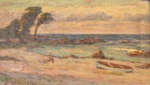 Strandparti Med Bat by Ernst Smith