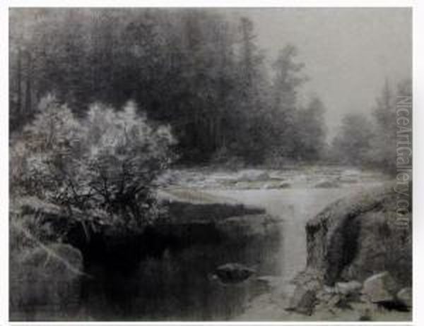 White Mountain Landscape With Stream - view 1