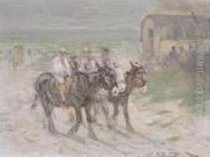 Donkey Riders On A Beach