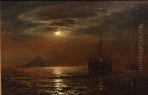 Moonlite Seascape by Henry Pember Smith