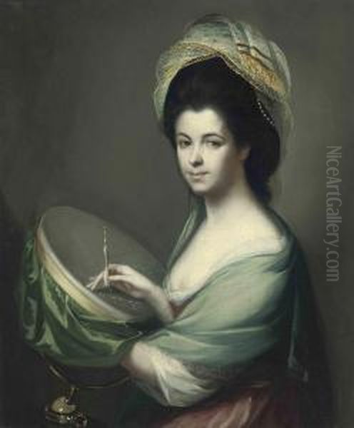 Portrait Of A Lady, Traditionally Identified As Ann Dashwood, Mrs. J. Cartwright, Half-length, In A Red Dress And Green Wrap, At An Embroidery Frame, A Needle In Her Right Hand - view 1