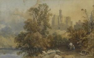 European Landscape With Castle by James Burrell-Smith