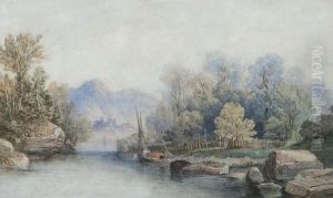River View With Distant Town by James Burrell-Smith