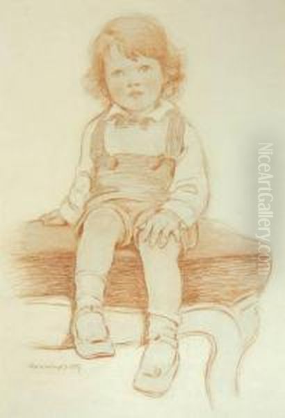 "boy In Jumper Seated On Hassock" - view 1