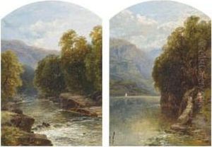 Figures On A Path By A Lake; And A Wooded Stream