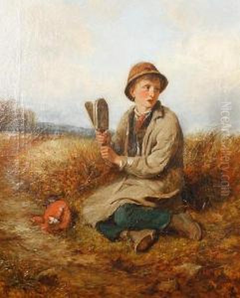 Boy In A Field With A Bird Scarer - view 1