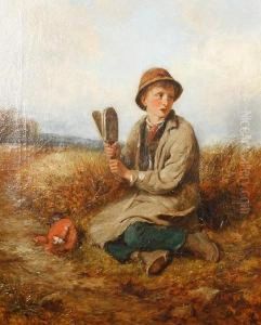 Boy In A Field With A Bird Scarer by John Wells Smith