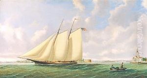 Off Governer's Island (ship Under Sail In New York Harbor) - view 1