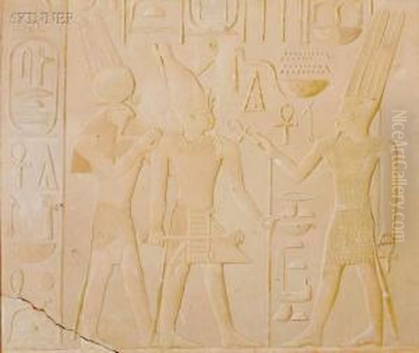 King Sesostris Between The Gods Amun And Horus-ra - view 1