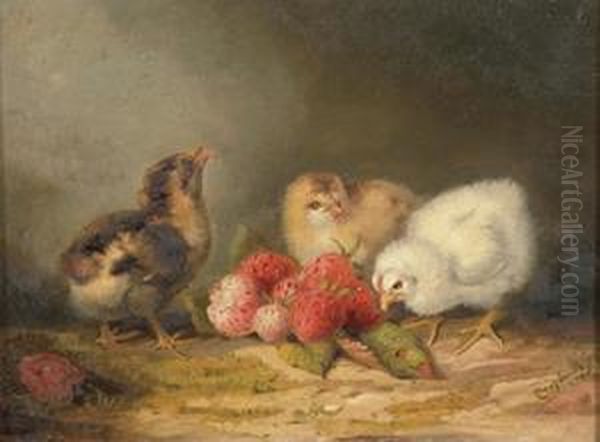 Three Chicks With Strawberries - view 1