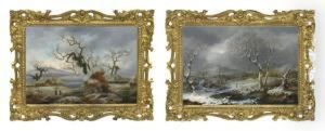 A Winter Landscape With A Haystack by George, of Chichester Smith