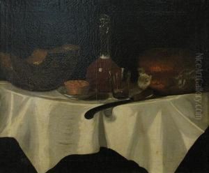 A Still Life With Bread And Cheese