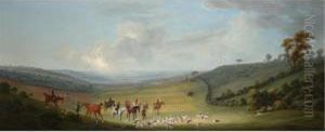 A Hunting Party With Hounds Catching The Scent by Thomas Smith of Derby