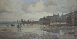 Fisherfolk On A Cornish Beach by Reginald Smith