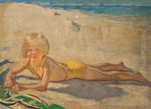 Girl On A Beach (rosamond Laidler) by Rosamond Lombard Smith
