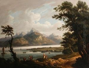 Figures On The Shores Of A Mountain Lake by Samuel Mountjoy Smith