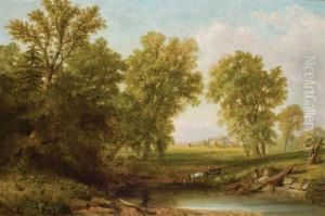 Watering By A Stream by William Russell Smith