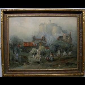 Gentlemen In Graveyard, Below Edinburgh Castle by William St. Thomas Smith