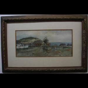 Shoreline Village With Yard Workers by William St. Thomas Smith