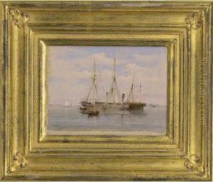U.s. Gunboat "seneca" At The Bombardment Of Port Royal