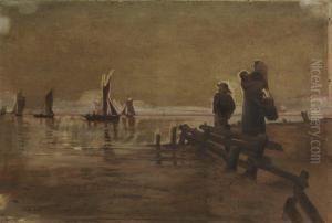 Le Depart De Pecheurs by Frithjof Smith-Hald
