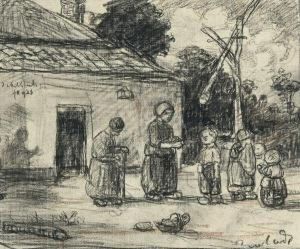 Femme Et Enfants Au Village by Jakob Smits