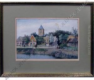 Village With Figures by Johan Gerard Smits