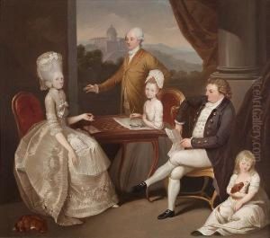 Portrait Of The Hon. Aubrey Beauclerk And Hisfamily, In An Elegant Interior, A View To The Castel Gandolfobeyond by Franciszek Smuglewicz