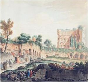 A Visit To The Baths Of Titus by Franciszek Smuglewicz