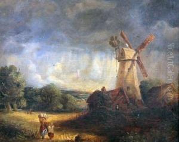 Figures Before A Mill - view 1