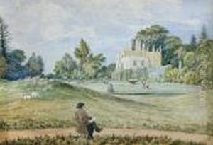The Artist Thomas Churchyard Painting His Mother Mrs Churchyard'shouse At Henley Park Inscribed On Reverse "william Smyth by William Smyth