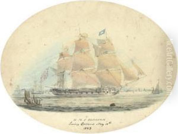 H.m.s. "blossom" Leaving Spithead, May 19th 1825 -- A Vignette - view 1
