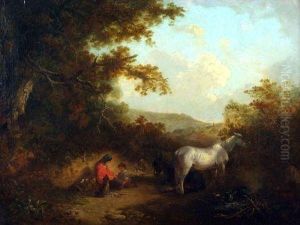 Travellers Resting In A Country Path by Edward Robert Smythe
