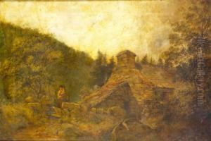 Woman And Child By A Cottage Woman And Child By A Cottage