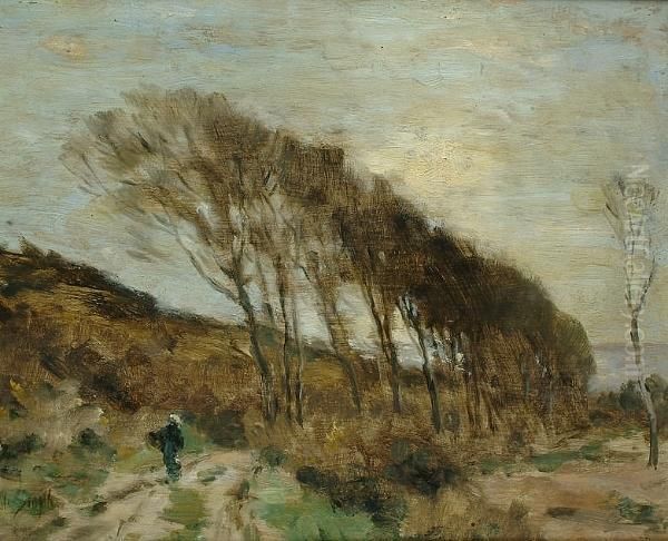 Figure In A Windy Landscape - view 1