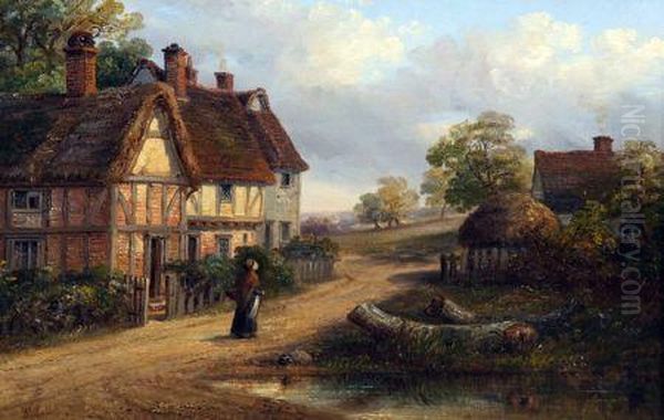 Country Landscape With Lady Before A Cottage - view 1