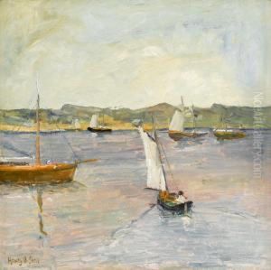Sailing Boats Off Coast by Henry Bayley Snell