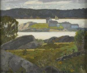 Schooner In The Bay by Henry Bayley Snell