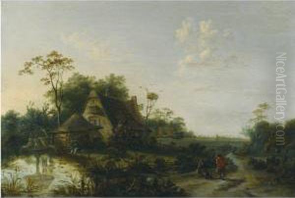 Landscape With Figures Passing By A Cottage And A Pond - view 1