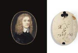 A Gentleman, In Black Gown, White Collar And Tassels, Long Curling Fair Hair; Gold Edge Border A Gentleman, In Black Gown, White Collar And Tassels, Long Curling Fair Hair; Gold Edge Border