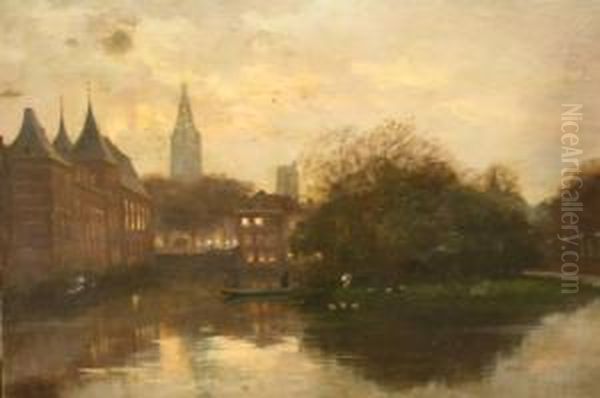 Gezicht Op De Hofvijver Te 's-gravenhage Bij Avond - view 1