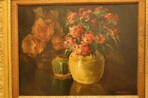 Stilleven Met Duizendschoon En Rozen by Christian Snijders