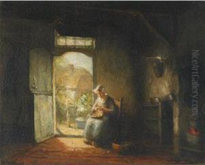 Peeling Potatoes by Jacob Cornelis Snoeck