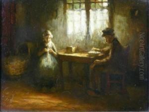 At The Kitchen Table by Jacob Cornelis Snoeck
