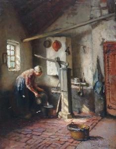 Scullery Interior 'jac. Snoeck' (lower Right) by Jacob Cornelis Snoeck