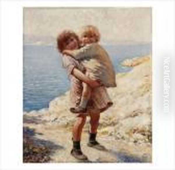 Deux Enfants Sur La Plage - view 1