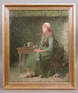 Oil On Canvas Of Seatedwoman In An Interior by William Henry Snyder