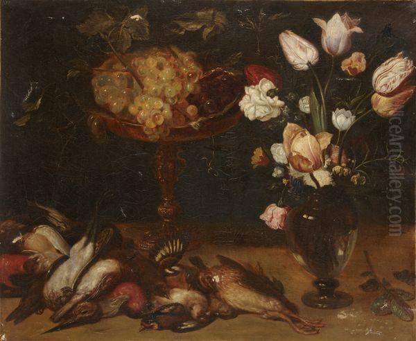 Fleurs, Raisins Et Oiseau - view 1